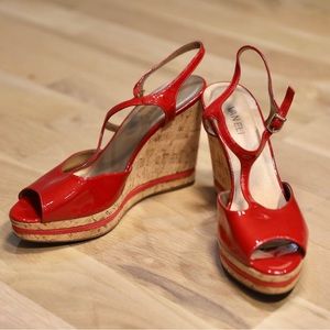 Vaneli Red Patent Leather Wedge Women’s size 10.5